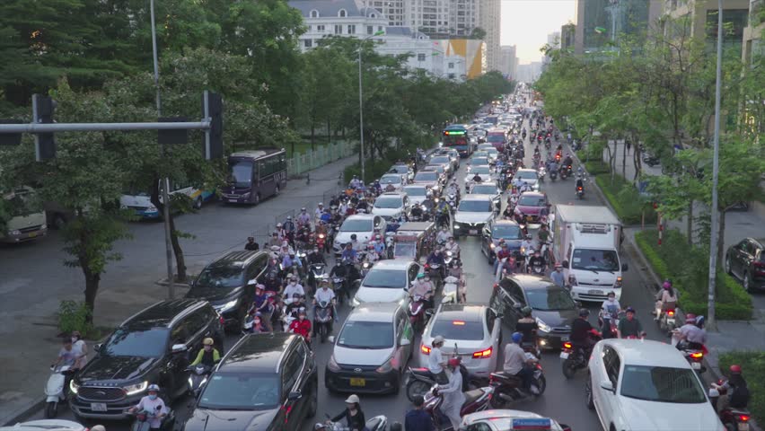 Traffic Congestion in Hanoi Capital, Vietnam - Hanoi Streets - Traffic Congestion