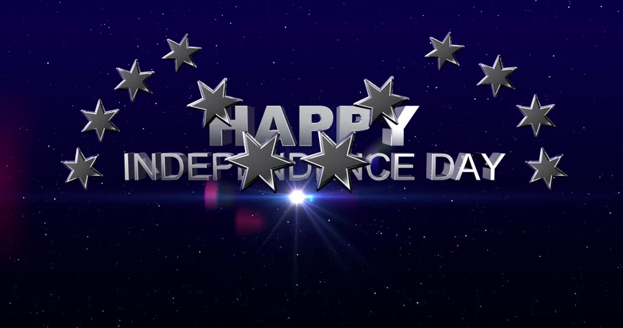 Happy Independence Day with Stars in Circular Formation