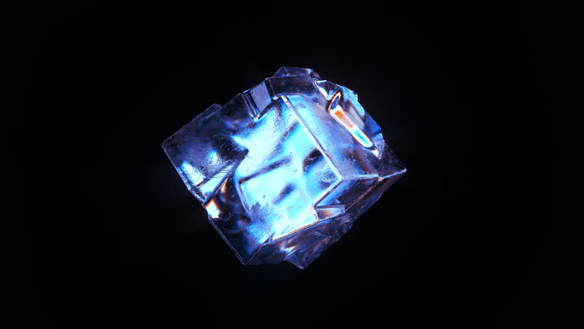 Abstract blue rotating ice cubes looped animation. 3D Illustration