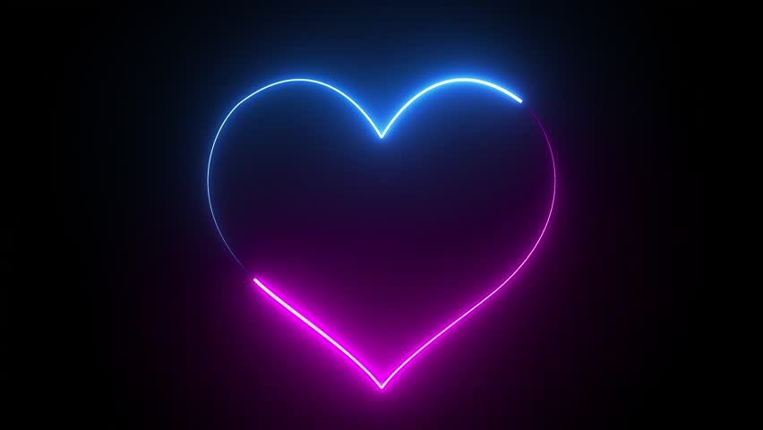Neon Heart Isolated On Black Background. Neon Heart Border and Frame. Seamless Loop Royalty-Free Stock Footage #1105044385