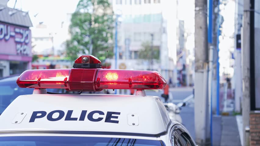 Red light of emergency police car. Royalty-Free Stock Footage #1105044703