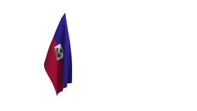 3D rendering of the flag of Haiti waving in the wind.