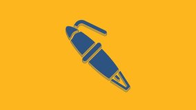 Blue Fountain pen nib icon isolated on orange background. Pen tool sign. 4K Video motion graphic animation .