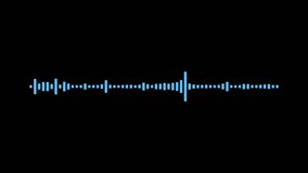 Blue audio waveform spectrum animation, black background is used to compose a sound wave clip. Sound spectrum simulation, accompanying dj. looping 4k