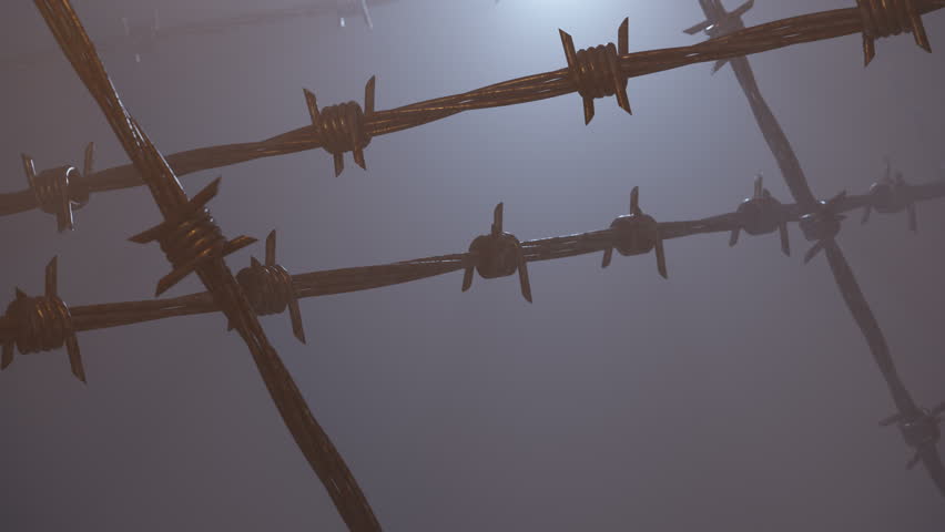 3d Animation of a barbed wire fence, background Royalty-Free Stock Footage #1105061821
