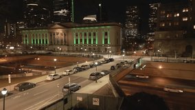 This video shows beautiful aerial night views of Philadelphia of Art during Super Bowl Weekend. 