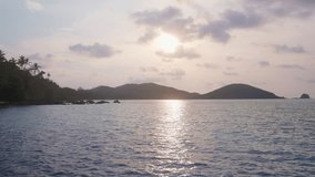 A video showing the silhouette of islands from afar in Thailand during daytime