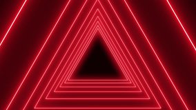 Video animation of many triangles in neon red on dark background. - abstract background - seamless loop