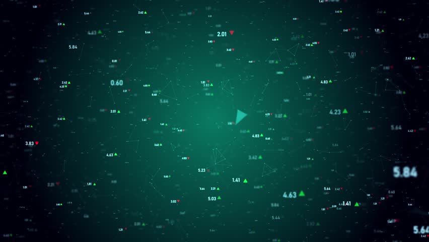 Animating Numbers and Connected Dots. Algorithms and Data Structures Concept over Dark Background Royalty-Free Stock Footage #1105088819