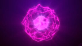 Bright colorful mesmerizing pink wavy ball with rays of light, a sphere with a glowing like magma core.Festive unforgettable sphere.Video looped in 4K