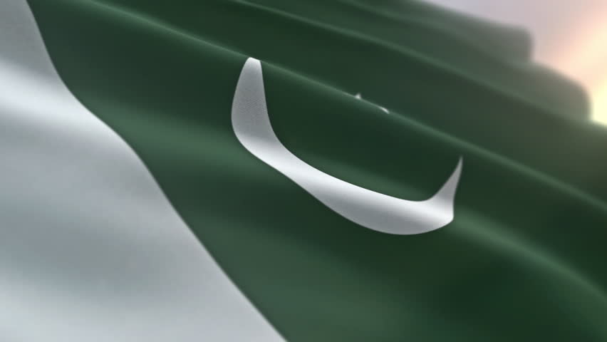Waving the national flag symbol of the Islamic Republic of Pakistan. Waving the flag of the Middle Eastern Pakistan Country. Waving the white and green flag representing Pakistan. Flagpole