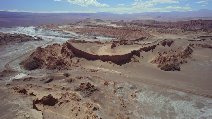 Drone Panorama of Valle de la Luna, near San Pedro, Atacama Desert. Royalty-Free Stock Footage #1105094141