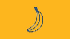 Blue Banana icon isolated on orange background. 4K Video motion graphic animation .