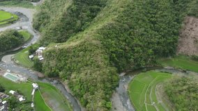 Aerial footage of the snake river in Ducligan Banaue Ifugao