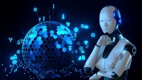 artificial intelligence Robot Touch open globe network internet, smart, technology lab room. - Powered by Shutterstock - Get 15% off with code: PIKWIZARD15