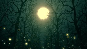 Rays of moonlight illuminate the falling leaves in the autumn forest. 3D animation. Seamless looped. 4k. 3840x2160. - Powered by Shutterstock - Get 15% off with code: PIKWIZARD15