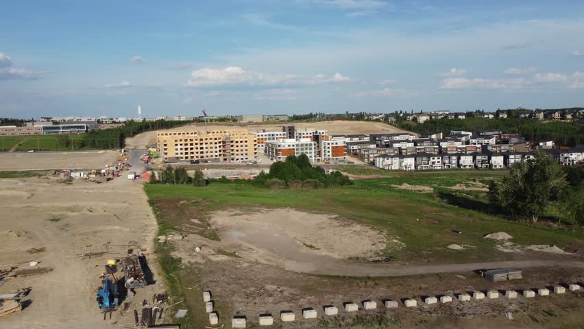 Suburban residential real estate development in south west Calgary. 