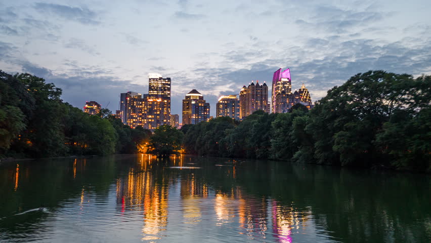 Atlanta, Georgia, USA cityscape hyperlapse at twilight.