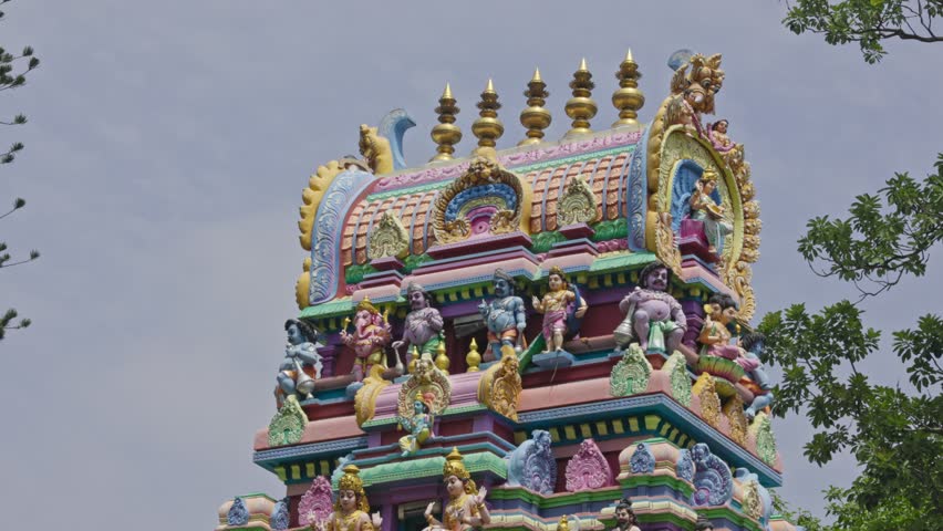 The Indian Hindu temple features a Shikhara or tower in its architectural design adorned with sculptures of gods and goddesses.Indian temples and culture