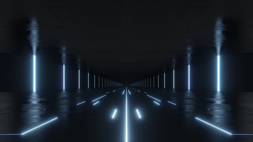 3d rendering of dark abstract sci-fi tunnel, Futuristic spaceship corridor. Loop animation. Royalty-Free Stock Footage #1105124047