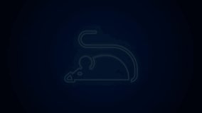 Glowing neon line Experimental mouse icon isolated on black background. 4K Video motion graphic animation.