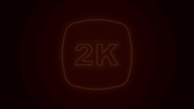 Glowing neon line 2k Ultra HD icon isolated on black background. 4K Video motion graphic animation.