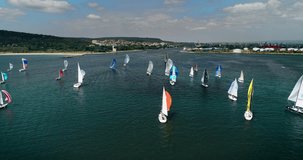 Sailing boats and yacht in regatta racing. Yachting. Boat sail in sport competition 4K video