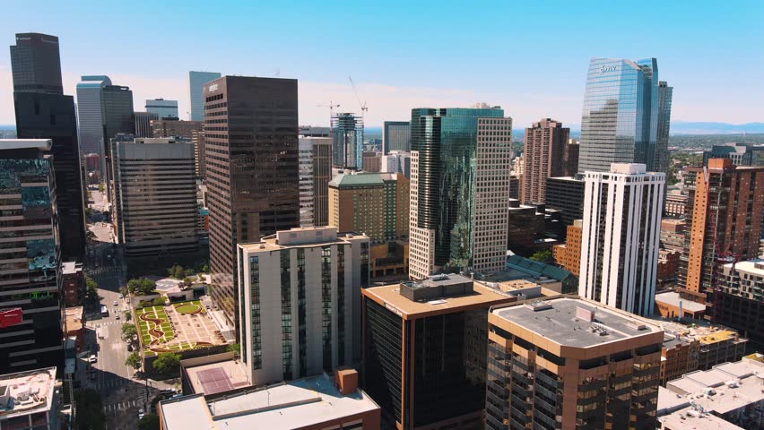 Downtown Denver, The Capital of Colorado State, USA - 4K Drone Footage