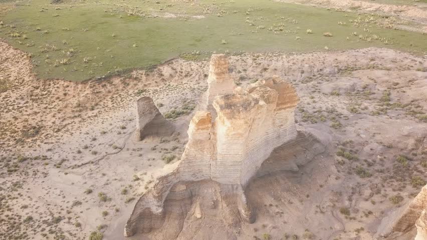 Kansas bad lands in western Kansas fly over.