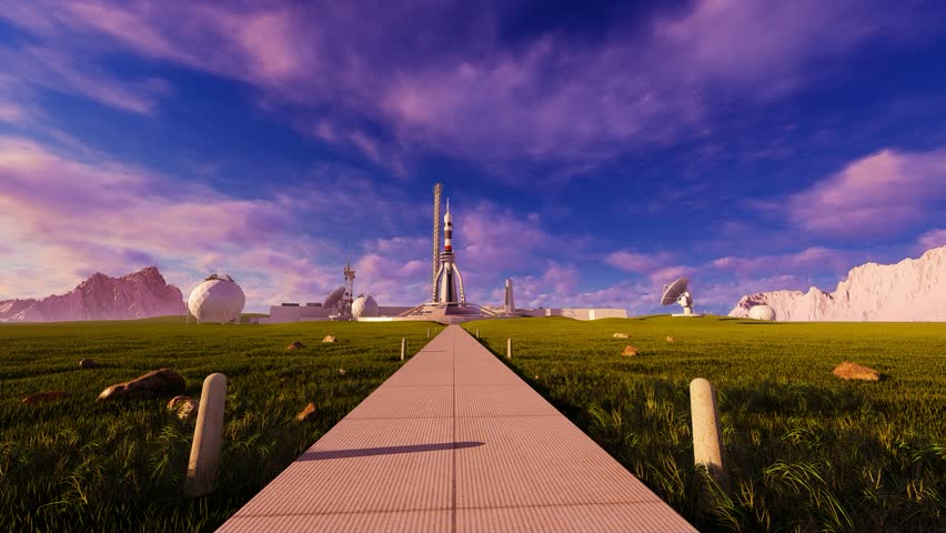 Large rocket on the launch pad of the cosmodrome