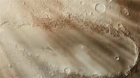 Orcus Patera Mysterious Elongated Crater on the Surface of the Planet Mars. Elements of this Video furnished by NASA. 4K Resolution.