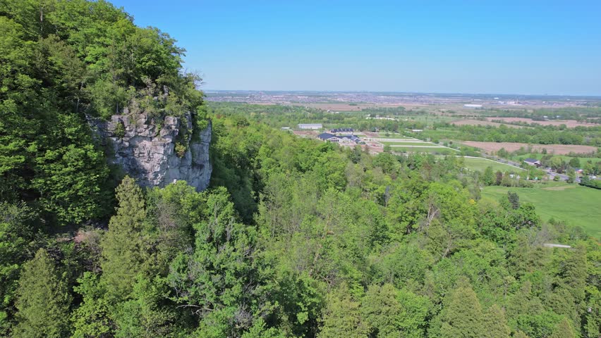 Rattlesnake Point Conservation Area lookout in province Ontario, Canada. Scenic and popular nature reserve. Rugged beauty and stunning views. Famous Canadian tourist vacation routs and attractions.