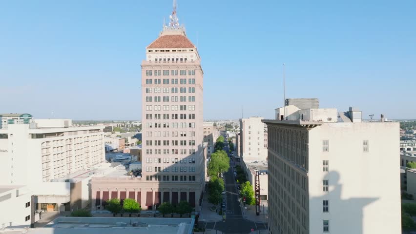Aerial footage via drone of Fresno California