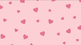 Animated Cute design of red hearts on Pink Color Background Love Concept Background Template. Valentine's day, Mother's Day, Women's day or any Holiday Concept.