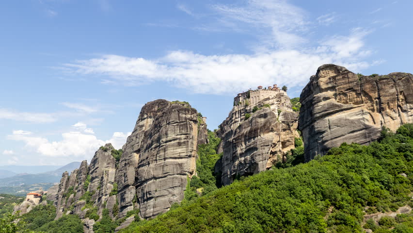 Timelapse of the amazing meteora rock formations and monasteries in greece