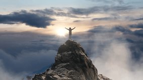 Adventurous Woman Standing on top of Mountain Cliff. Extreme Adventure Composite. 3d Rendering Peak. Background Aerial Image from BC, Canada. - Powered by Shutterstock - Get 15% off with code: PIKWIZARD15