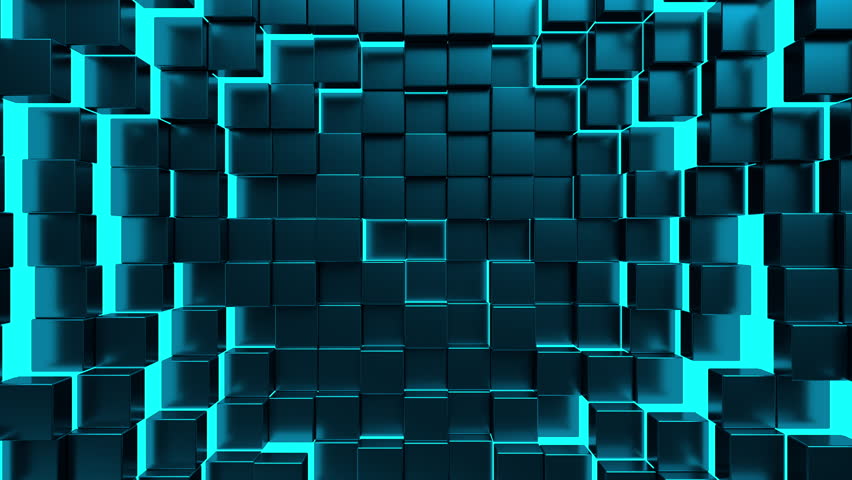 Blue 3d render abstract background. Colorful and bright animated texture with lights and box structure. Cubes wave video footage for creative futuristic concept. Seamless loop. Royalty-Free Stock Footage #1105166549