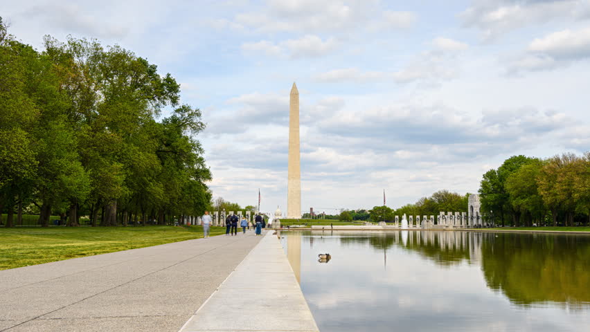 Daytime Timelapse of Washington Monument in spring Washington D.C.