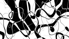 Black and white paints mix and stream smoothly, 4K motion loop background.