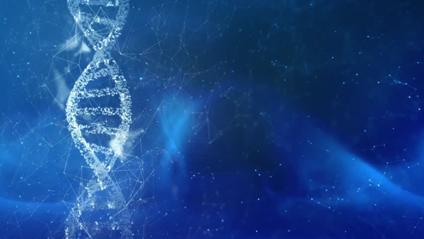 Conceptual rotating of a three-dimensional dna helix molecule on futuristic copy space animation background.  Royalty-Free Stock Footage #1105177337
