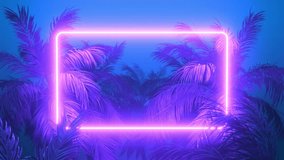 Glowing rectangle and palm trees. 3D Illustration - Powered by Shutterstock - Get 15% off with code: PIKWIZARD15