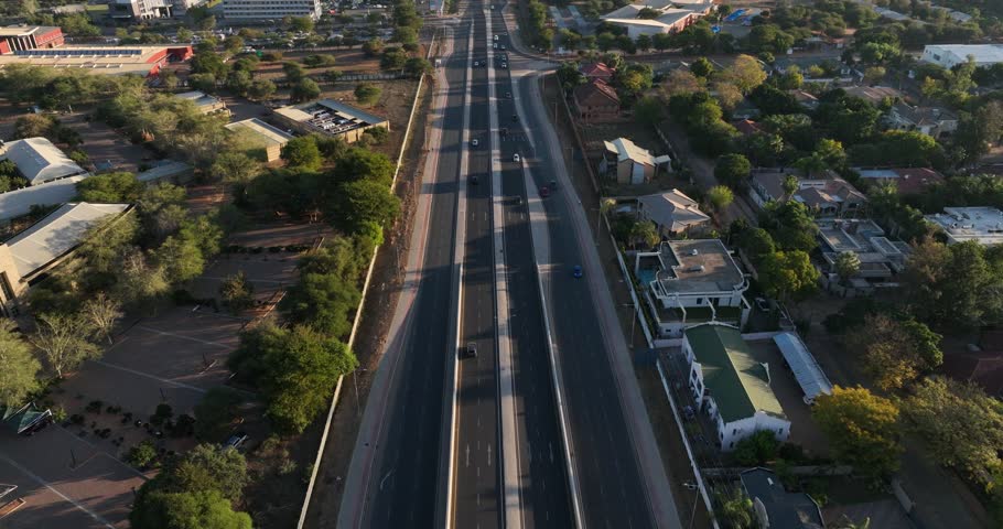 Road network in Gaborone near the BTV Mass Media Complex, Botswana, Africa