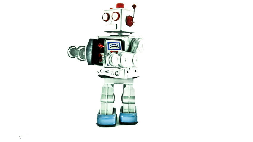 retro robot toy in retro style color