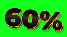 Gold Discount sign animation on green screen background