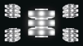 Broadcast Floating Spinning Blinking Hi-Tech Illuminated Compressed Cubes, Grayscale, Technology, 3D, Loopable, 4K
