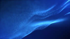 A blue abstract wave of particles and dots, a cosmic futuristic cyber background with data streams. Wavy technological background. Seamless loop of 4k video. Video animation for a screensaver - Powered by Shutterstock - Get 15% off with code: PIKWIZARD15