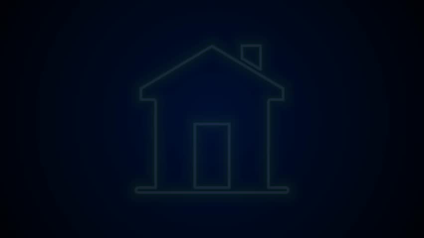 Glowing neon line House icon isolated on black background. Real estate agency or cottage town elite class. 4K Video motion graphic animation. Royalty-Free Stock Footage #1105195321