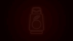 Glowing neon line Bottle of shampoo icon isolated on black background. 4K Video motion graphic animation.