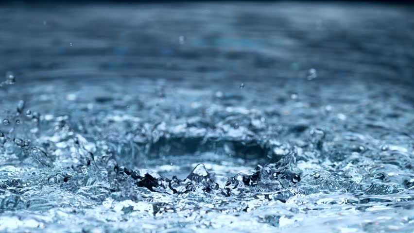 Super slow motion of splashing water in circles. Filmed on high speed cinema camera, 1000 fps.