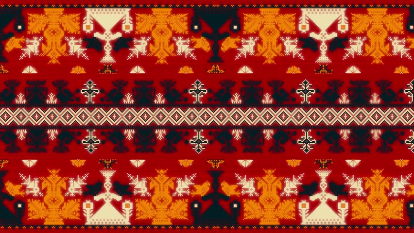 Russian folk pattern. Traditional Russianembroidery pattern . Video motion graphic. Elegant loop design. Royalty-Free Stock Footage #1105202821